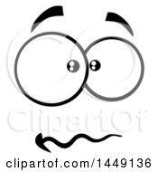 Clipart Graphic Of A Black And White Stressed Face Royalty Free Vector Illustration