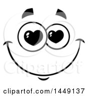 Poster, Art Print Of Black And White Smitten Face With Heart Eyes