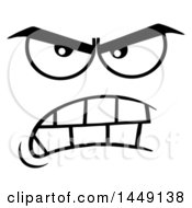 Clipart Graphic Of A Black And White Mean Face Royalty Free Vector Illustration