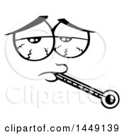Clipart Graphic Of A Black And White Sick Face Royalty Free Vector Illustration by Hit Toon