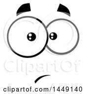 Clipart Graphic Of A Black And White Worried Face Royalty Free Vector Illustration