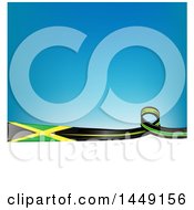 Clipart Graphic Of A Green Yellow And Black Jamaican Ribbon Flag Border Between White And Blue Royalty Free Vector Illustration
