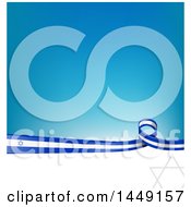 Poster, Art Print Of Blue And White Israel Ribbon Flag Border Between White And Blue