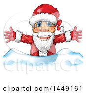 Poster, Art Print Of Happy Christmas Santa Claus Behind Snow