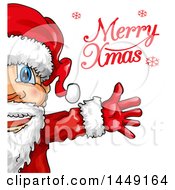 Poster, Art Print Of Partial Happy Christmas Santa Claus With Merry Xmas Text