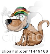 Clipart Graphic Of A Cartoon Rasta Dog Smoking A Joint Royalty Free Vector Illustration by Domenico Condello #COLLC1449166-0191