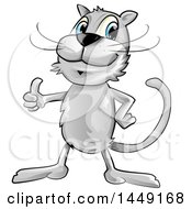 Poster, Art Print Of Cartoon Gray Cat Giving A Thumb Up
