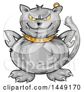 Poster, Art Print Of Cartoon Angry Gray Cat With Hands On His Hips