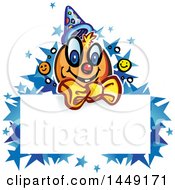 Poster, Art Print Of Cartoon Clown Over A Sign With Stars