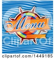 Poster, Art Print Of Ship Steering Wheel Helm On A Menu Cover