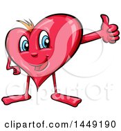 Poster, Art Print Of Cartoon Happy Heart Mascot Holding Up A Thumb