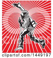 Poster, Art Print Of Black Bloc Protestor Over Rays