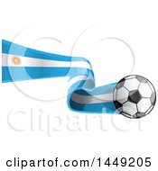 Soccer Ball And Argentine Flag Ribbon