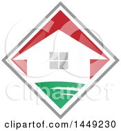 Poster, Art Print Of House In A Red Green And Gray Diamond