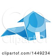 Poster, Art Print Of Blue Folded Paper House