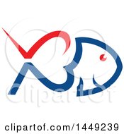 Clipart Graphic Of A Red And Blue Fish Royalty Free Vector Illustration