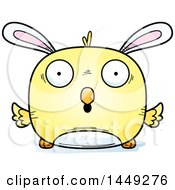 Clipart Graphic Of A Cartoon Surprised Easter Bunny Chick Character Mascot Royalty Free Vector Illustration