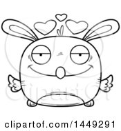 Cartoon Black And White Lineart Loving Easter Bunny Chick Character Mascot