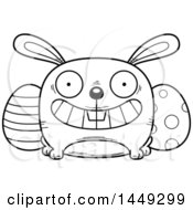 Poster, Art Print Of Cartoon Black And White Lineart Grinning Easter Bunny Character Mascot
