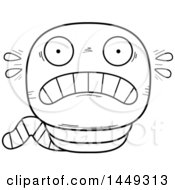 Poster, Art Print Of Cartoon Black And White Lineart Scared Worm Character Mascot