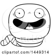 Clipart Graphic Of A Cartoon Black And White Lineart Happy Worm Character Mascot Royalty Free Vector Illustration