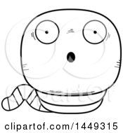 Poster, Art Print Of Cartoon Black And White Lineart Surprised Worm Character Mascot