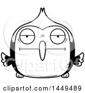 Clipart Graphic Of A Cartoon Black And White Lineart Bored Woodpecker Character Mascot Royalty Free Vector Illustration