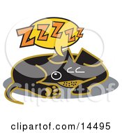Exhausted Teckel Dog Sleeping Clipart Illustration