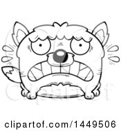 Poster, Art Print Of Cartoon Black And White Lineart Scared Wolf Character Mascot