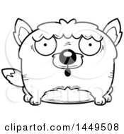 Poster, Art Print Of Cartoon Black And White Lineart Surprised Wolf Character Mascot