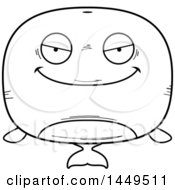 Poster, Art Print Of Cartoon Black And White Lineart Evil Whale Character Mascot