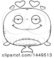 Poster, Art Print Of Cartoon Black And White Lineart Loving Whale Character Mascot