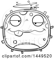 Poster, Art Print Of Cartoon Black And White Lineart Drunk Cell Character Mascot