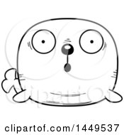 Poster, Art Print Of Cartoon Black And White Lineart Surprised Walrus Character Mascot