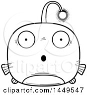 Poster, Art Print Of Cartoon Black And White Lineart Surprised Viperfish Character Mascot