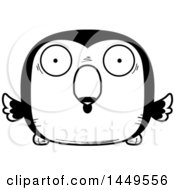 Poster, Art Print Of Cartoon Black And White Lineart Surprised Toucan Bird Character Mascot