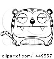 Poster, Art Print Of Cartoon Black And White Lineart Bored Tiger Character Mascot