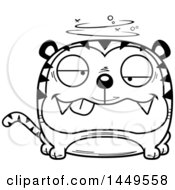 Poster, Art Print Of Cartoon Black And White Lineart Drunk Tiger Character Mascot