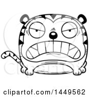 Poster, Art Print Of Cartoon Black And White Lineart Mad Tiger Character Mascot