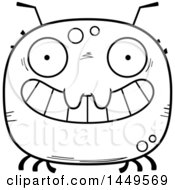 Clipart Graphic Of A Cartoon Black And White Lineart Grinning Tick Character Mascot Royalty Free Vector Illustration by Cory Thoman