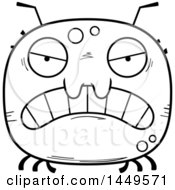 Clipart Graphic Of A Cartoon Black And White Lineart Mad Tick Character Mascot Royalty Free Vector Illustration by Cory Thoman