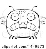 Poster, Art Print Of Cartoon Black And White Lineart Scared Tick Character Mascot