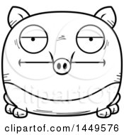 Cartoon Black And White Lineart Bored Tapir Character Mascot