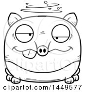 Clipart Graphic Of A Cartoon Black And White Lineart Drunk Tapir Character Mascot Royalty Free Vector Illustration