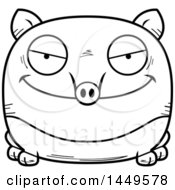 Clipart Graphic Of A Cartoon Black And White Lineart Evil Tapir Character Mascot Royalty Free Vector Illustration