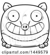 Cartoon Black And White Lineart Grinning Tapir Character Mascot