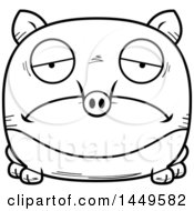 Cartoon Black And White Lineart Sad Tapir Character Mascot