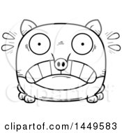 Poster, Art Print Of Cartoon Black And White Lineart Scared Tapir Character Mascot