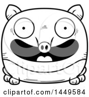 Poster, Art Print Of Cartoon Black And White Lineart Happy Tapir Character Mascot