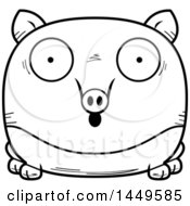 Cartoon Black And White Lineart Surprised Tapir Character Mascot